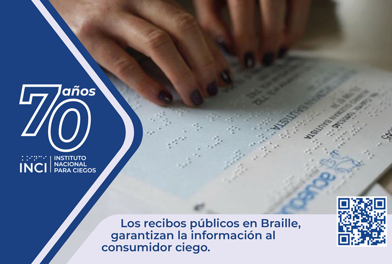 Persona leyendo recibo de servicio público en braille. - Los recibos públicos en Braille, garantizan la información al consumidor ciego.