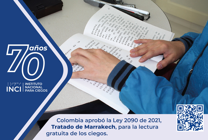 Niño leyendo libro en braille. - Colombia aprobó la Ley 2090 de 2021, Tratado de Marrakech, para la lectura gratuita de los ciegos.