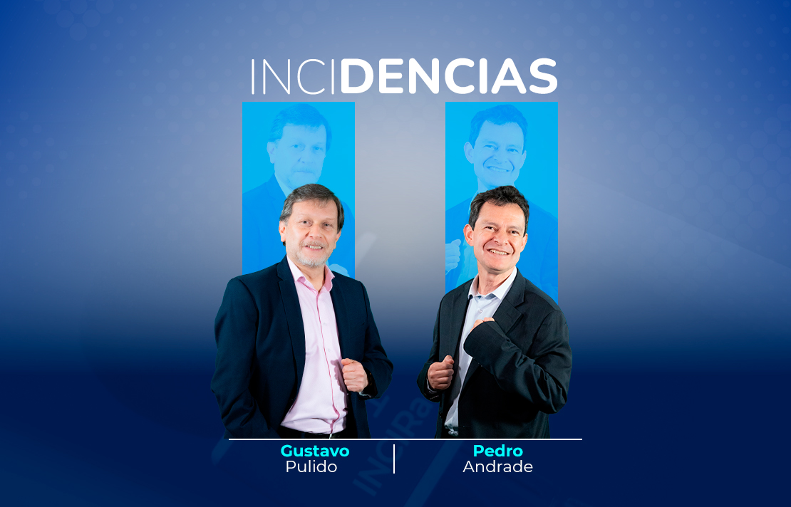 sobre un fondo azul está pedro andrade y gustavo pulido en la parte superior esta el texto de incidencias