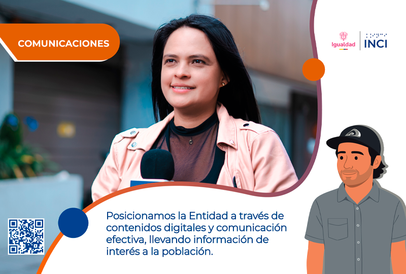 Imagen de una funcionaria del INCI durante una actividad de comunicación institucional. La pieza destaca la producción de contenidos digitales y las estrategias de comunicación para divulgar información de interés a la ciudadanía.