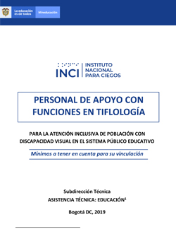 Imagen - Portada Cartilla Personal de apoyo con funciones en Tiflología