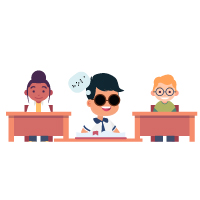 Imagen - Ilustración niño con discapacidad visual en salón de clases