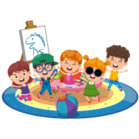 Imagen - Ilustración escena de niños saltando en un jardín de niños