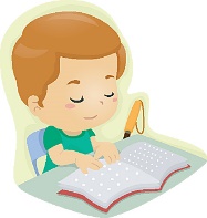 Dibujo de niño leyendo en braille