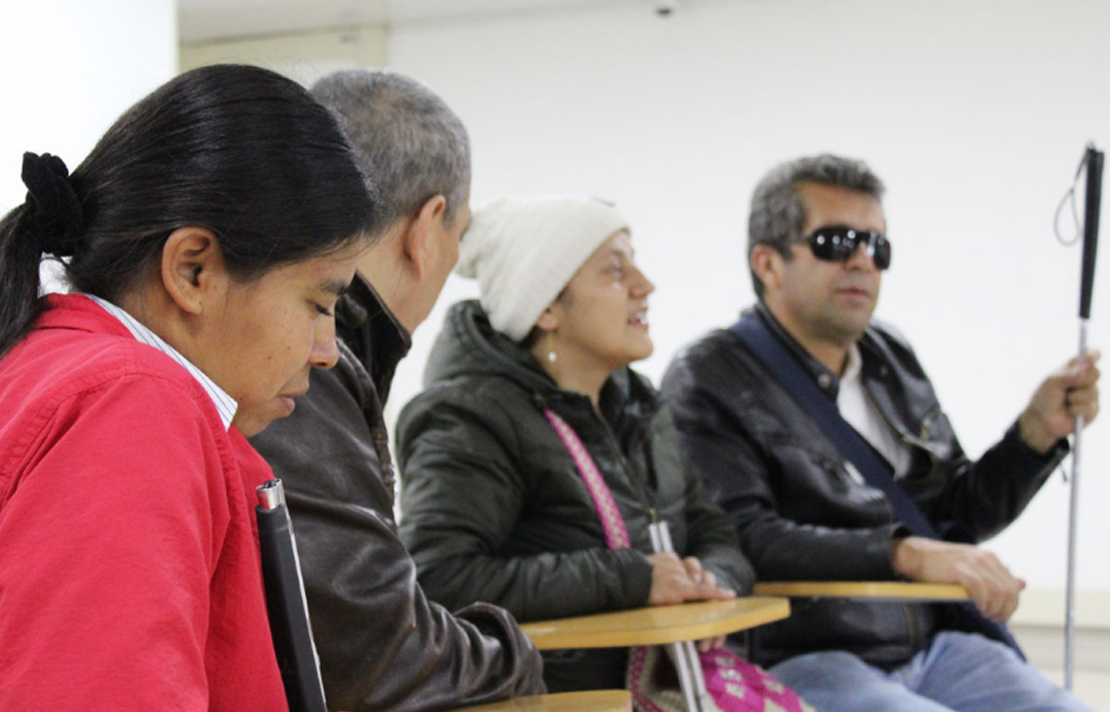 Personas con discapacidad visual participando de una capacitación