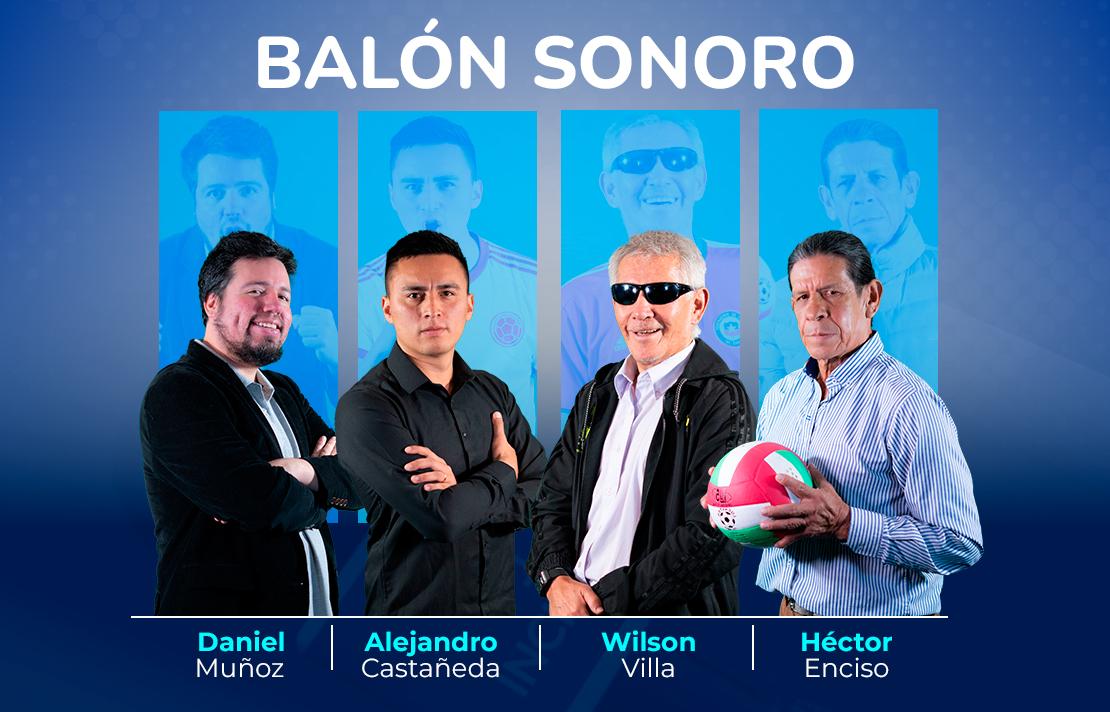 sobre un fondo azul aparece las imagenes de los panelistas de izquierda a derecha esta daniel muñoz, alejandro castañeda, Wilson Villa y Hector Enciso