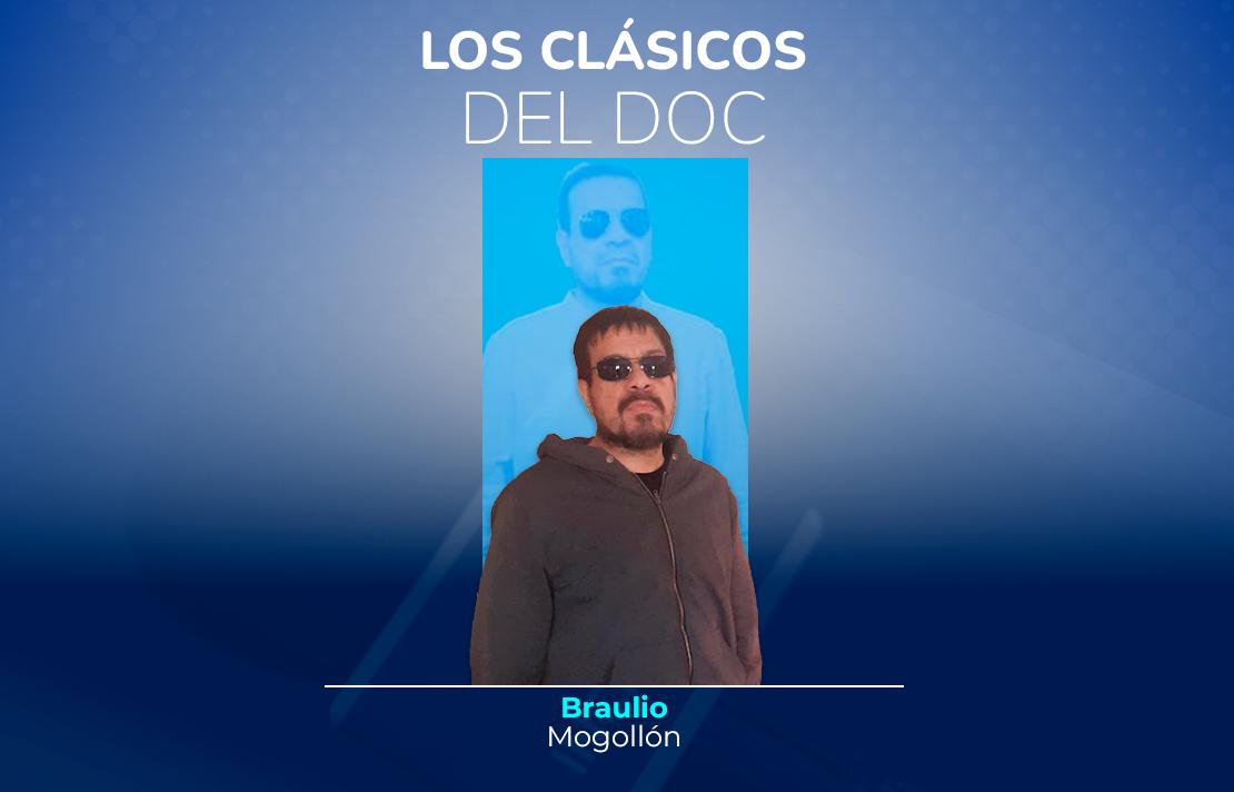 sobre un fondo azul braulio mogollon en la parte superior está el título de los clásicos del doc