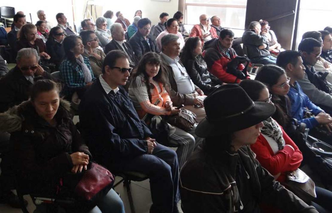 Personas con discapacidad visual en un auditorio