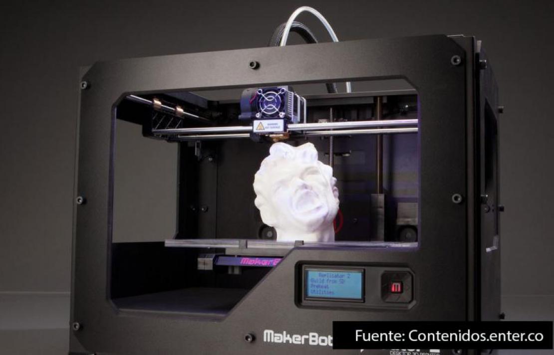 Impresora 3D, en la imagen el rostro de un hombre impreso en 3d. Fuente: contenidos.enter.co