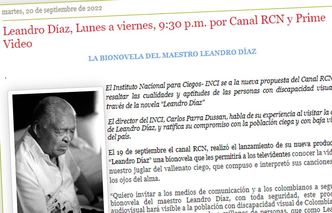 Imagen - Captura de pantalla de la nota del portal Mix News Colombia refiriéndose a la novela de maestro Leandro Días