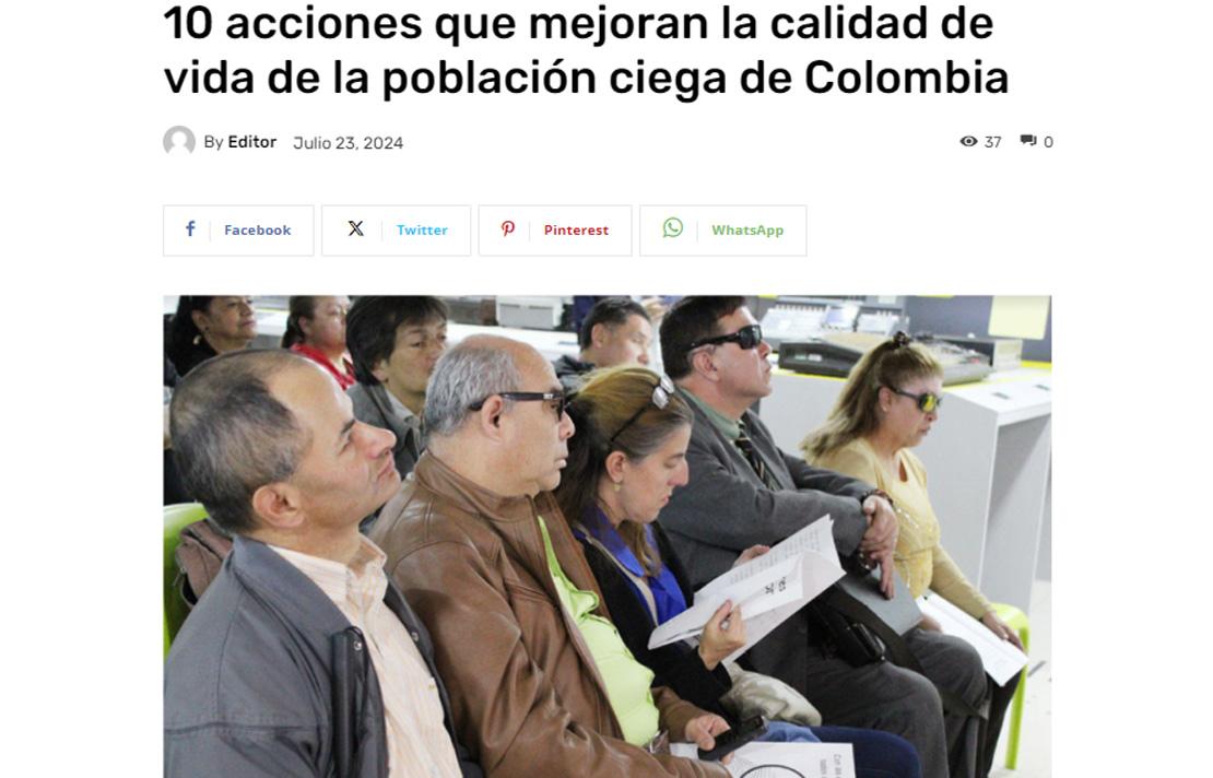 En el Periódico Llano al Mundo, medio de comunicación de Villavicencio se realizó un reconocimiento a los 69 años de trabajo del Instituto Nacional para Ciegos por los derechos de las personas con discapacidad visual en Colombia.