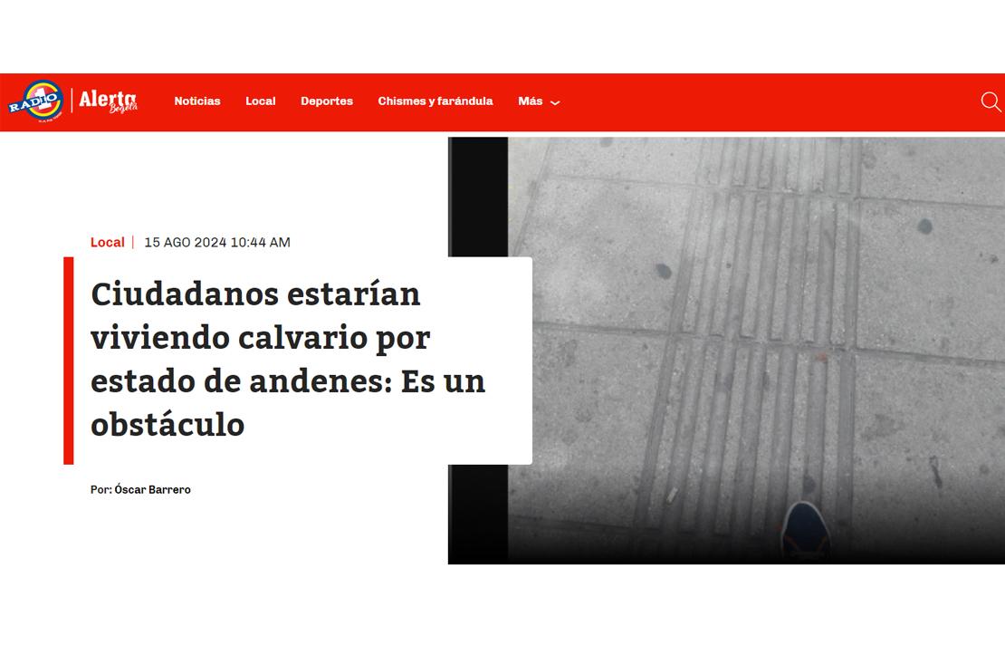 Nota Alerta Bogotá - nota sobre el Día Mundial del Peatón que se celebró el pasado 17 de agosto