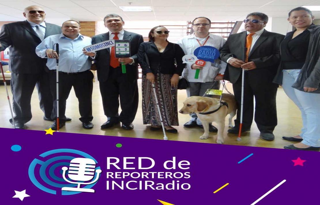 ost con parte de los reporteros voluntarios de INCIRadio, en compañia del Dr. Carlos Parra Dussan, Director del INCI