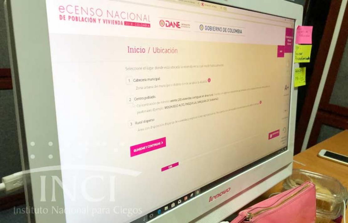 Página Ecenso en una pantalla de computador