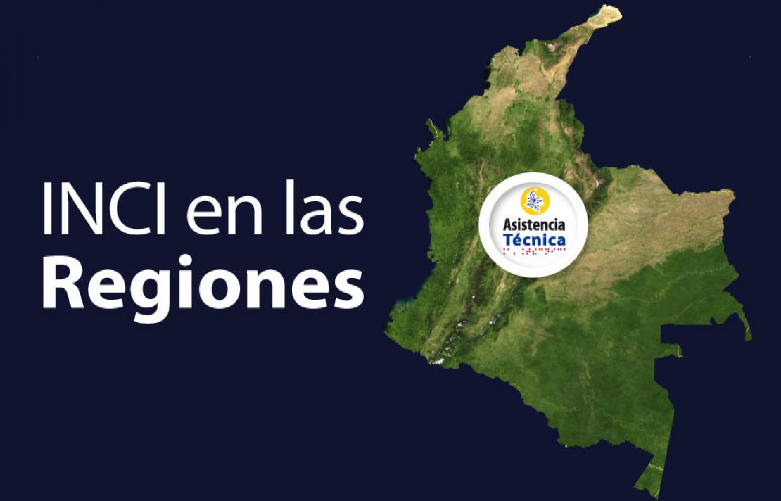 Mapa de colombia con la frase INCI en las regiones