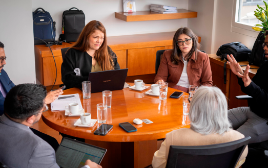 Alina, secretaria general del INCI, y Andrea Carolina Chacón, directora del INCI, participan en una reunión de trabajo con el equipo del nuevo secretario general del Ministerio de Educación Nacional.