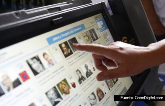 Persona votando a través de una tablet