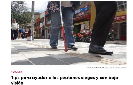 captura de pantalla web Radionica - Tips para ayudar a los peatones ciegos y con baja visión