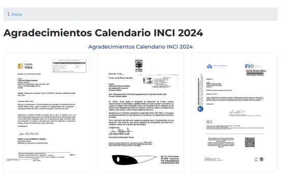 Agradecimientos Calendario INCI 2024