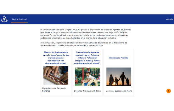Nueva interfaz Plataforma elearning INCI