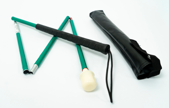 Bastón verde para personas de baja visión, deslizador giratorio 130cm - 135cm
