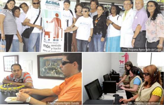 cuatro fotografías de la ejecución del programa Ágora en las regiones