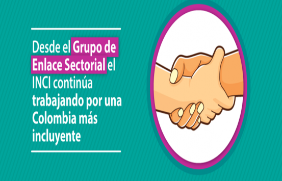 Banner e fondo verde con el texto: Desde el GES, INCI continúa trabajando por una Colombia más incluyente