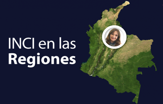 Mapa de colombia en relieve, sobre la imagen una fotografía de Myriam Cristina López Correa.